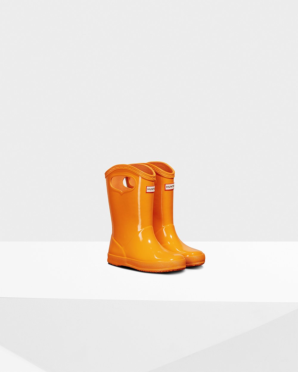 Kids Hunter Rain Boots Orange - Original First Classic Grab Handle Gloss - 8537409-KH